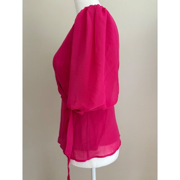 Vero Moda V-Neck True Wrap Blouse Top in Hot Pink Size Small Career - Picture 5 of 14